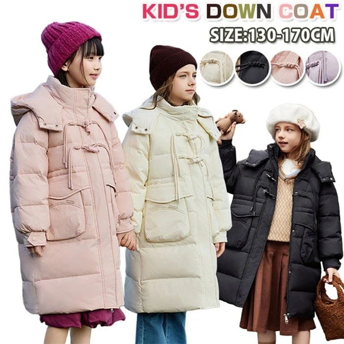 高品質ダウン約90％ダウンコート キッズ 軽量 防寒抜群 キッズダウンコート 子供服 女子 130-170cm 撥水加工 ダウンジャケット ロング 通学 キッズ服 防寒 秋冬 ジュニア アウター 冬