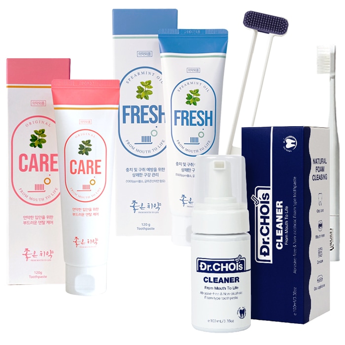 DR.CHOIS FRESH+CARE +CLEANERPLUS+舌クリーナー+良い歯ブラシ1個 / 口内炎/痛みを緩和