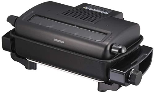 アイリスオーヤマ 魚焼きグリル 無煙ロースター ロースター 平面プレート付 EMT-1103-B ブラック