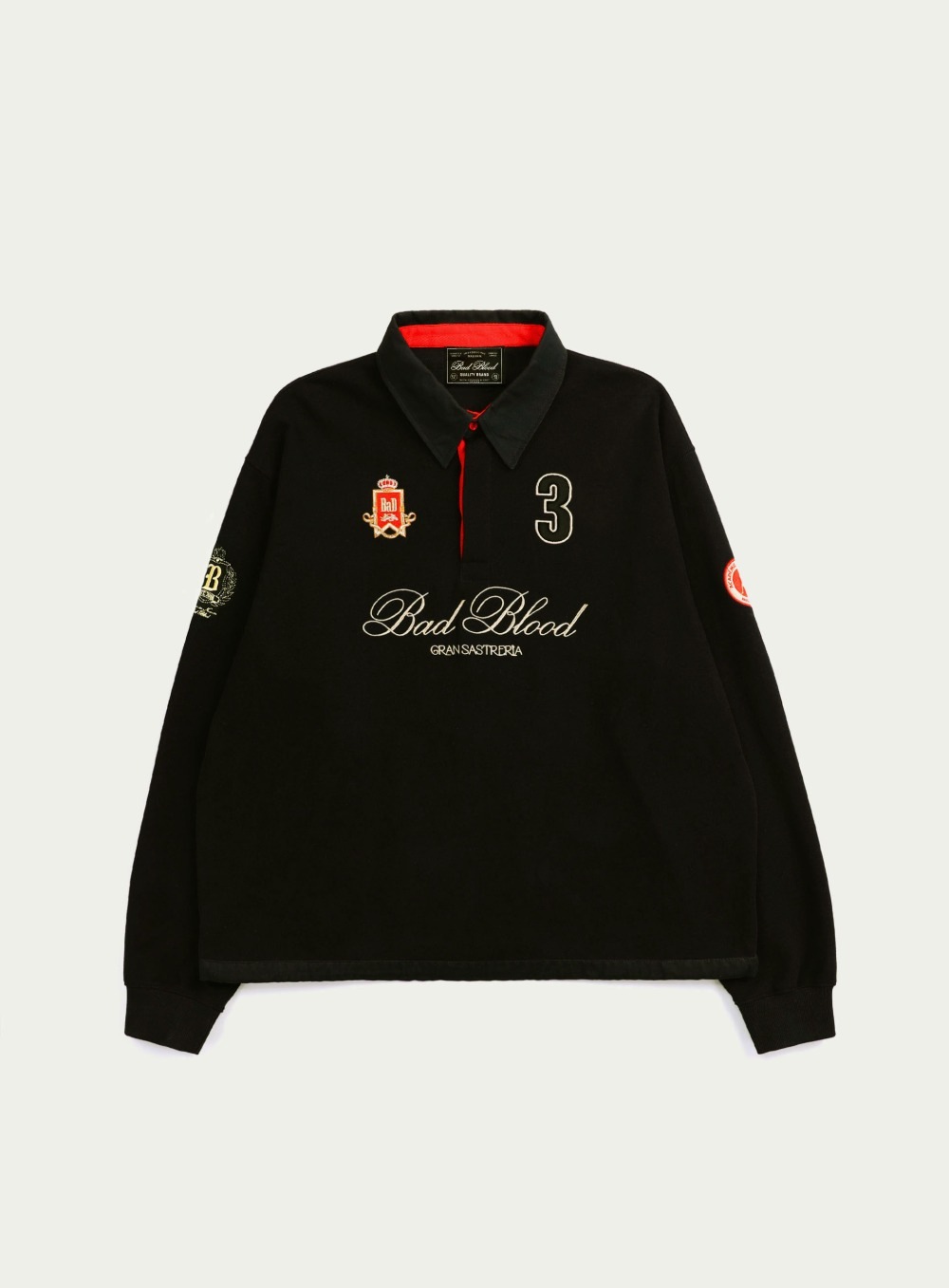 【BADBLOOD】 ROYAL CLASSIC RUGBY SHIRT : BLACK