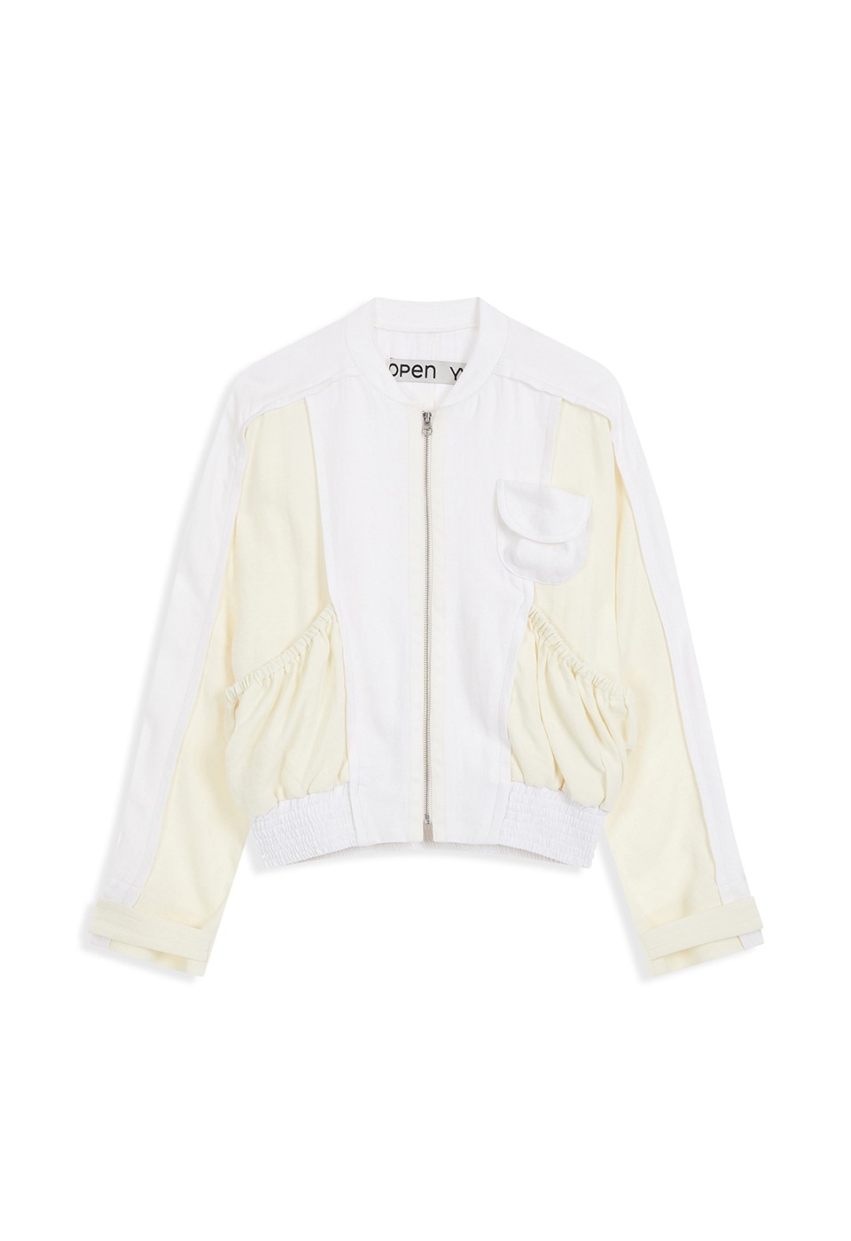 【OPEN Yy】 LINEN PANELED BOMBER : WHITE