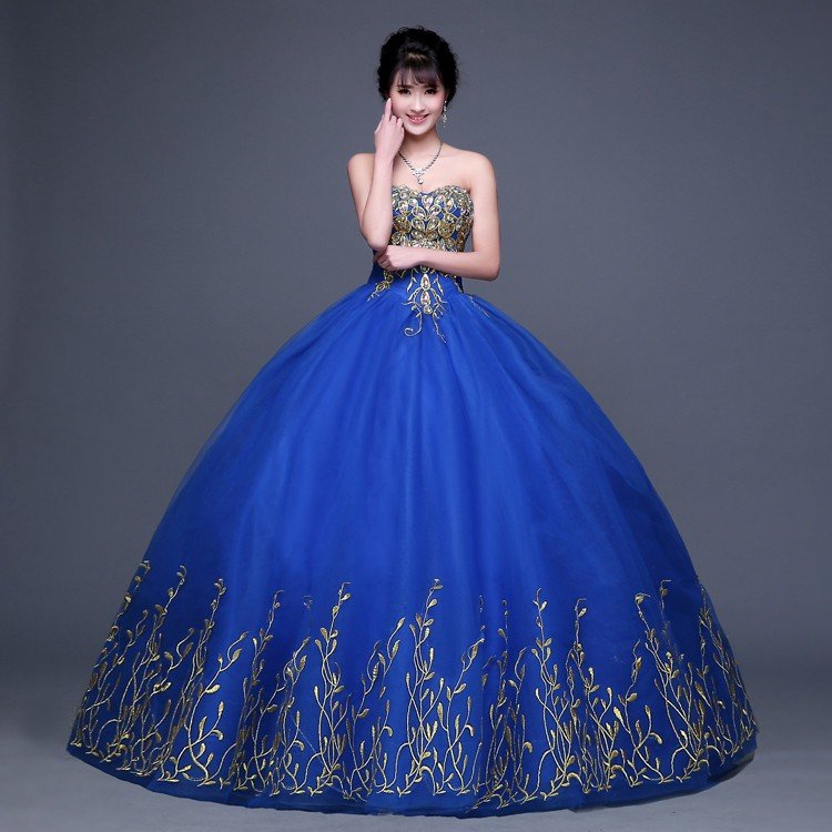 ロングドレス ウェディングドレス 花嫁ドレス カラードレス 結婚式ドレス 披露宴パーティードレス 写真撮影ドレス ブルー