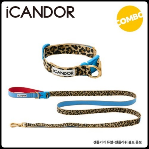 セット商品* 首輪 リード GENTLE COLLAR DUAL+GENTLE LEASH_LEOPARD