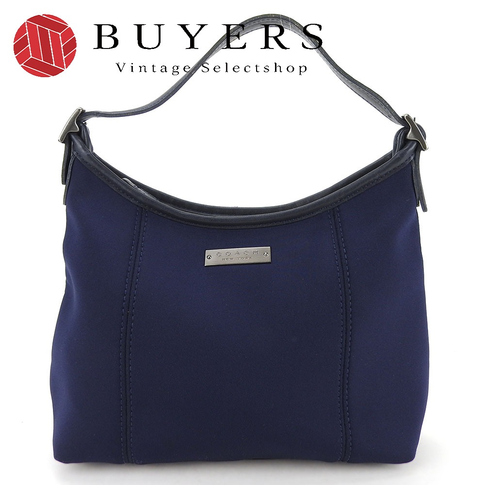 中古 ハンドバッグ 6219 ポリウレタン レザー ネイビーブルー ワンショルダー シンプル レディース 女性