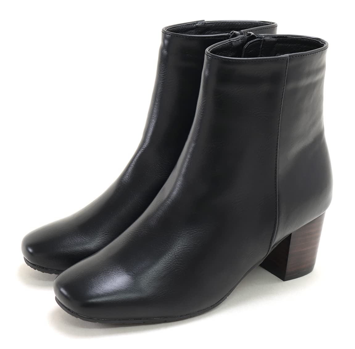 [セスト] ウッドヒール スクエアトゥ ショートブーツ レディース M ブラック DWB65000-BLK-M