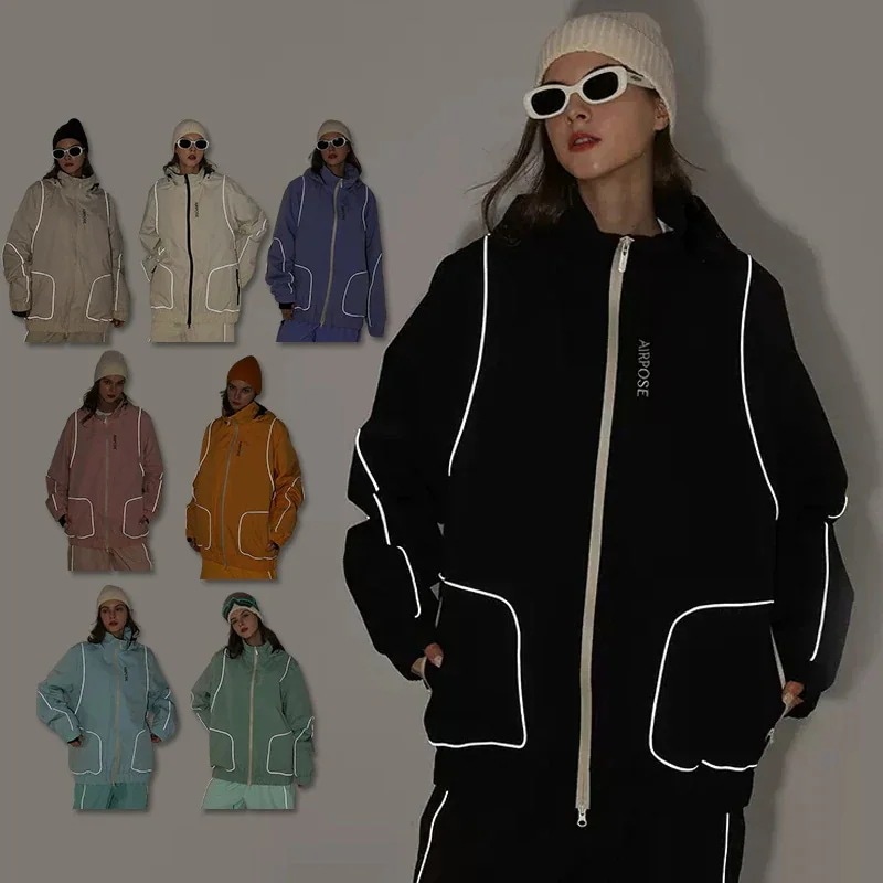 【急速発送】光反射ライン 男女兼用 スノボウェア アウター スキーウェア ズボン パンツ 単品 ジャケット メンズ レディース 上下セット スノーボードウェア