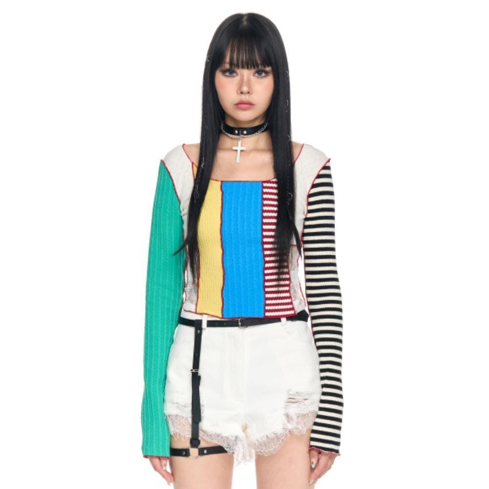 SCHISM INDUCING CRAZY PATCHWORK TOP GREEN SB7TS11GR