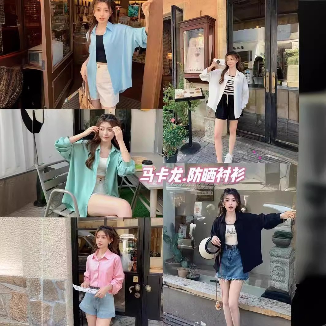 【1つ買うと10つ無料】2025女子シャツマルチカラー夏必見のカジュアルなカジュアルなアウターシャツ日焼け止め薄い薄いスタイル