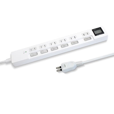 他サイト： ワットメーター付き 電源タップ 延長コード コンセント 6口 2m 18ヵ月保証 雷ガード コンセントタップ 節電タップ 消費電力 ホワイト 白 PTWMP6WH-2の商品画像