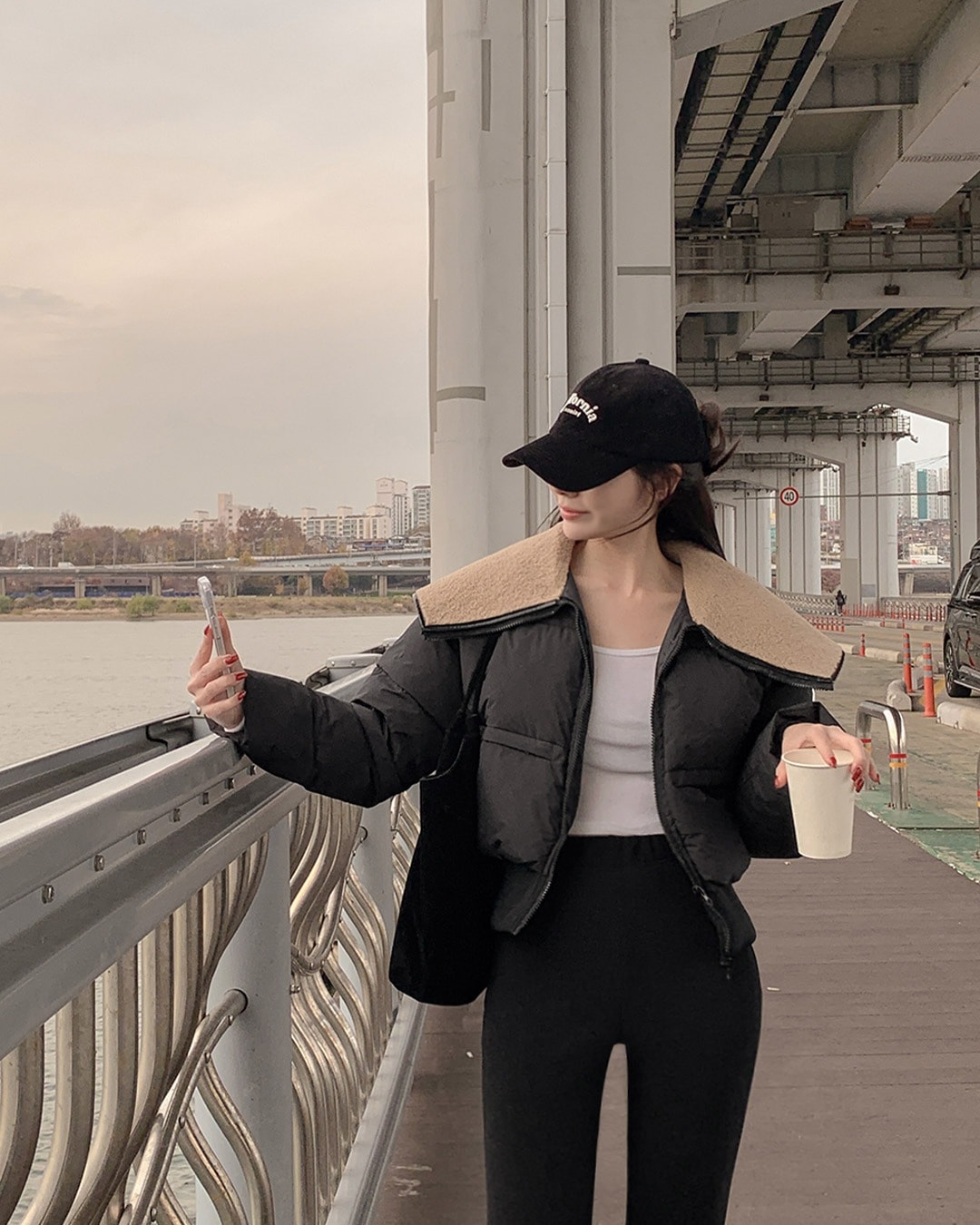 セーラーカラーダウンジャンパー韓国ファッション レディース