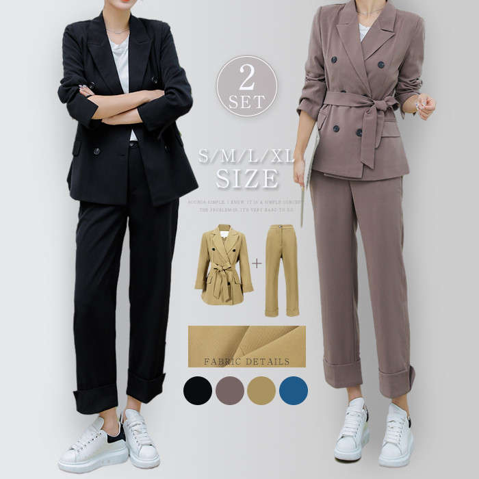 スーツ レディース 春 秋 セットアップ フォーマル ワイド パンツ スーツ 長袖 ロング丈 洗える ビジネススーツ 通勤 OL ゆったり カジュアル おしゃれ 入学式 卒業式 面接 送料無料