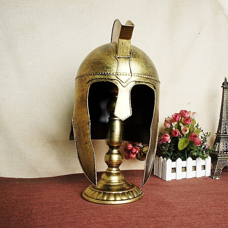 鉄兜 オブジェ ディスプレイ 装飾品 ローマ兵 防具 鉄板 ゴールド 中世 レトロ 小道具 防具 ファンタジー 戦士 かっこいい ヨーロッパ