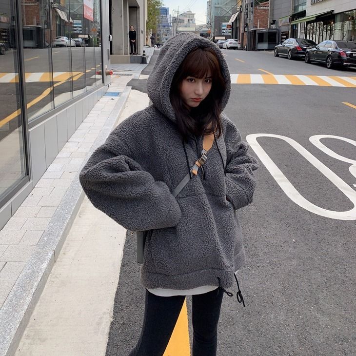 Tシャツカットソー ラムズウール アウター レディース 新作 スウェット裏起毛パーカー 厚手 カップルトップス スウェット