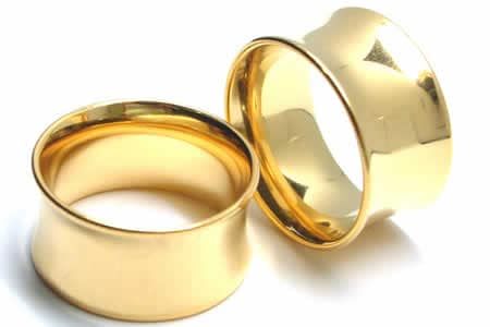 ボディピアス 20mm ゴールドプレート ダブルフレアアイレット 20ミリ 金色 ステンレス 定番 シンプル ラージホール 両側が広がった 大きい 耳 軟骨 筒 穴 拡張 gp-df20xxxxxx