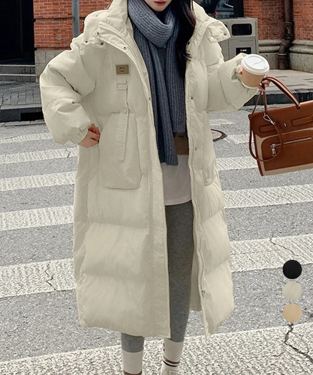 フェイクダウンコート中綿入りロングコート レディース フード付きキルティングコート おしゃれ冬服 韓国風 ダウンジャケット 軽い暖かい 通勤通学 防風防寒アウター