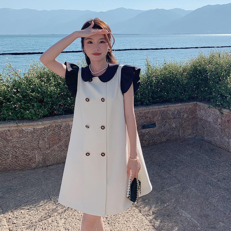 女性のための韓国のゆったりした小さいドレス2024夏デザイン痩身と年齢を軽減するaラインスカート