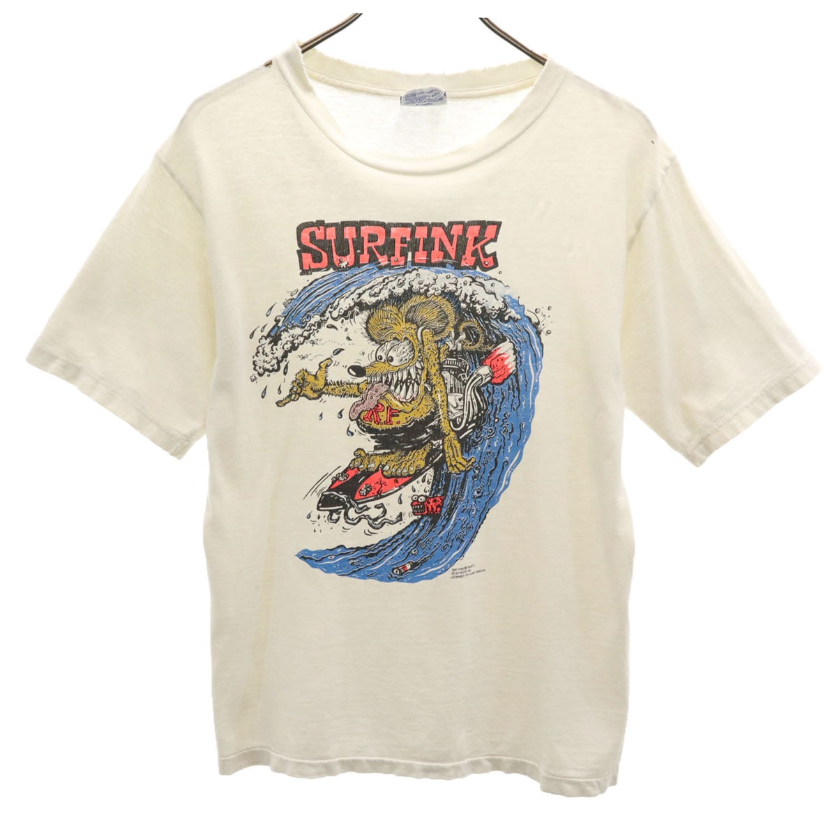 ALL SPORTS オールスポーツ 90s USA製 オールド ラットフィンク 半袖 Tシャツ S ホワイト Rat Fink キャラT メンズ 古着