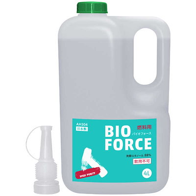他サイト： エーゼット　バイオエタノール BIO FORCE 発酵エタノール88% 4L　AH304ﾊﾞｲｵｴﾀﾉｰﾙ4Lの商品画像