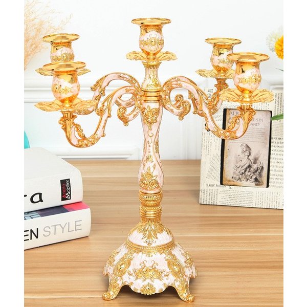 キャンドルホルダー 5アーム ゴールド 金 メッキ 燭台 インテリア ロマンチック 結婚式 イベント パーティー 装飾