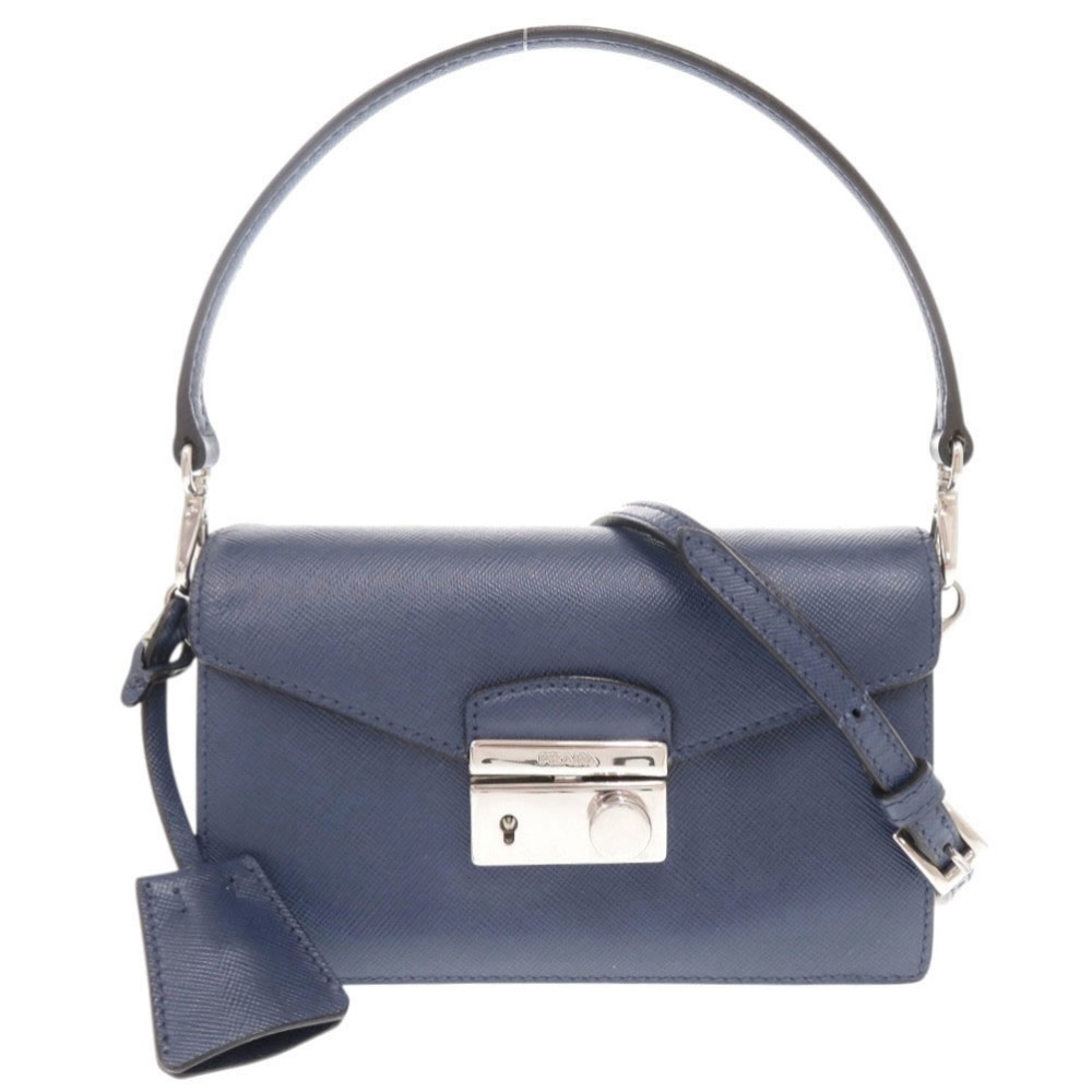 美品 2WAY ハンドバッグ レザー/サフィアーノレザー ブルー 0464【中古】 レディース
