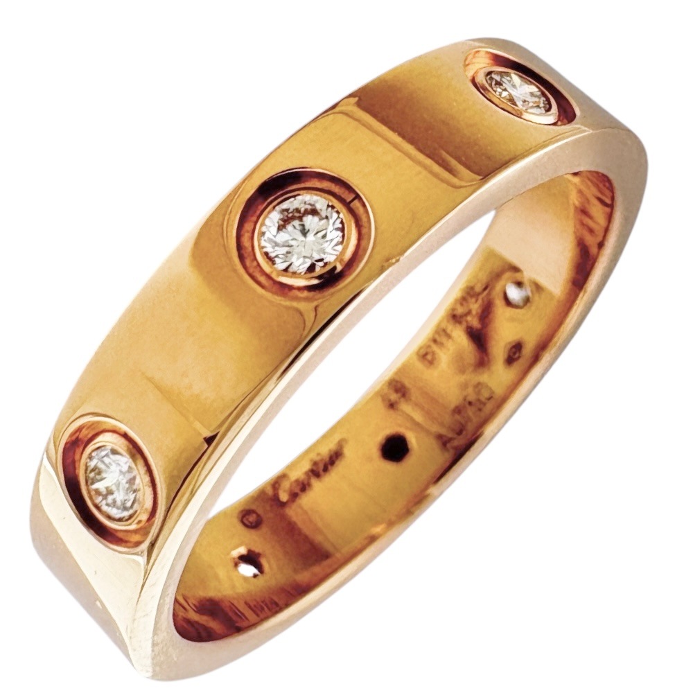 カルティエ ミニラブフルダイヤ リング 指輪 9号 18金 K18ピンクゴールド ダイヤモンド CARTIER 中古 美品