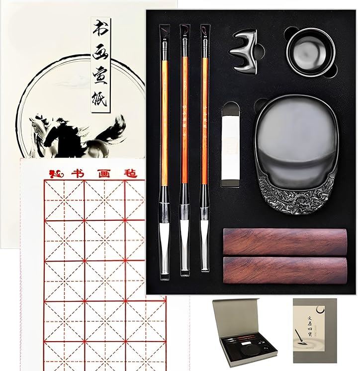 大人 書道 セット 習字 写経 初心者 道具 書道セット 習字セット 半紙 下敷き 付き 高級 正月 書写 書初め 水墨画 11点セット( 11点セット（半紙下敷き付き）)