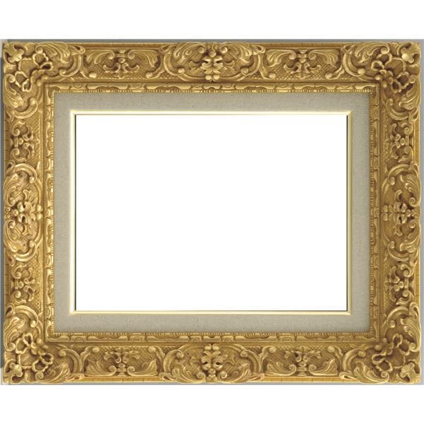 油絵額縁／油彩額縁 (F3 ダークゴールド) 総柄彫り 黄袋 吊金具付き