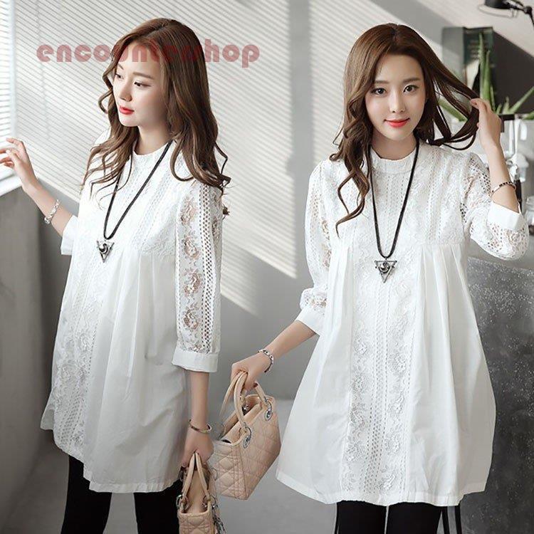 マタニティー服 ワンピース チュニック オシャレ 春夏 五分袖 レースチュニック ワンピース マタニティー 妊婦服 白 結婚式 韓国風 オシャレ 新作