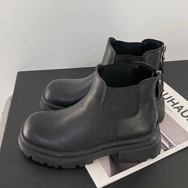 [シューズ] 牛革 女性用アンクル ワークブーツ チェルシーブーツ 6cm mto2091