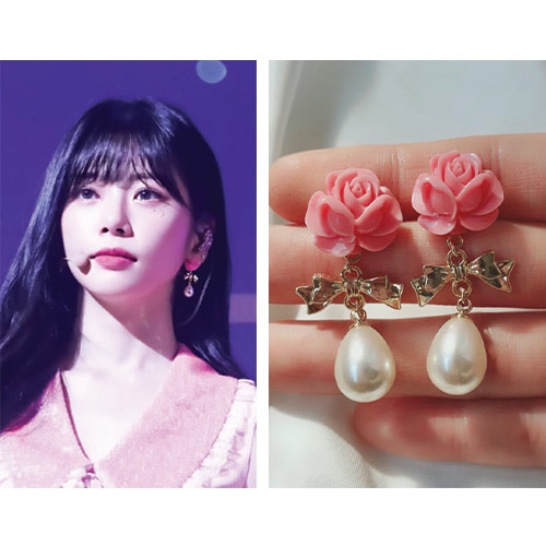 [ドリームキャッチャージユ着用] ピンクローズイヤリング/韓国ジュエリー 韓国ファッション 韓国人気ブランド 韓国人気ファッション 人気ジュエリー 6,590円