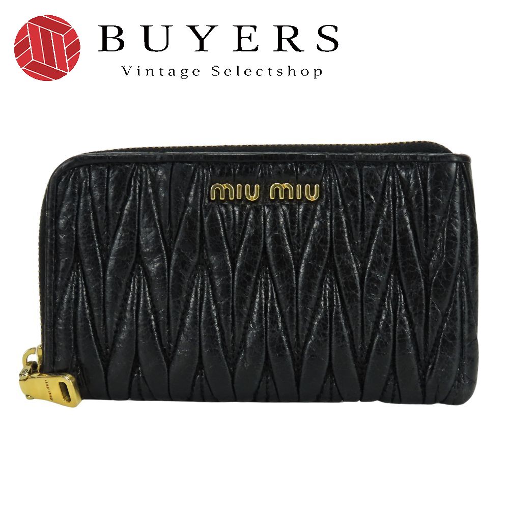 中古 コインケース マテラッセ レザー ブラック ゴールド金具 ポーチ 小物入れ レディース 女性