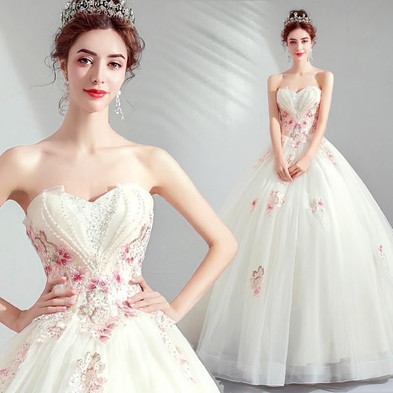 ウエディングドレス 花嫁 結婚式 ウェディングドレス プリンセスラインドレス 二次会ドレス エンパイア 披露宴 ロングドレス ブライダル パーティードレス 前撮り 海外挙式 エレガント ボリューム プ