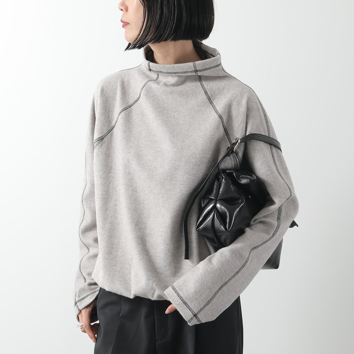 BASERANGE ベースレンジ フリーストップス FOLD TURTLENECK PUFOT RCF AU25 レディース タートルネック 長袖 ステッチ GREY-MELANGE 29,115円