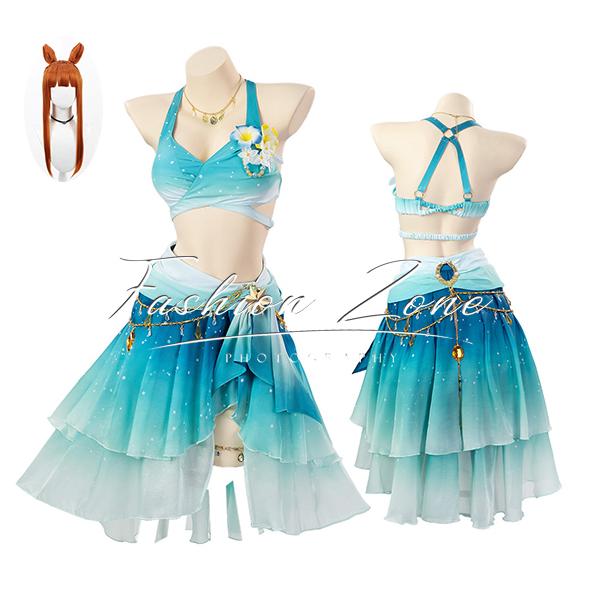 ウマ娘 プリティーダービー 風 サイレンススズカ 水着 コスプレ衣装 ウィッグ cosplay ハロウィン 演出服 変装