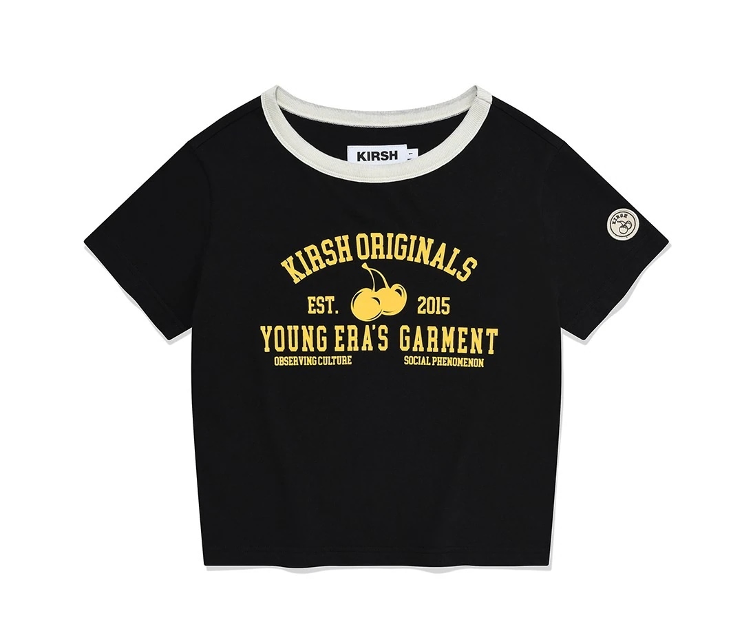 24S/S ユースホステルグラフィックセミクロップTシャツ[ブラック]