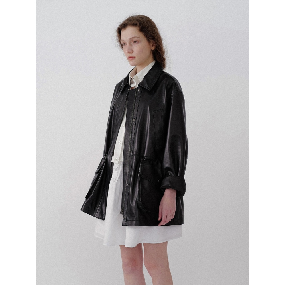 NOTHING WRITEN サイモンレザーハンティングジャケット (ブラック)