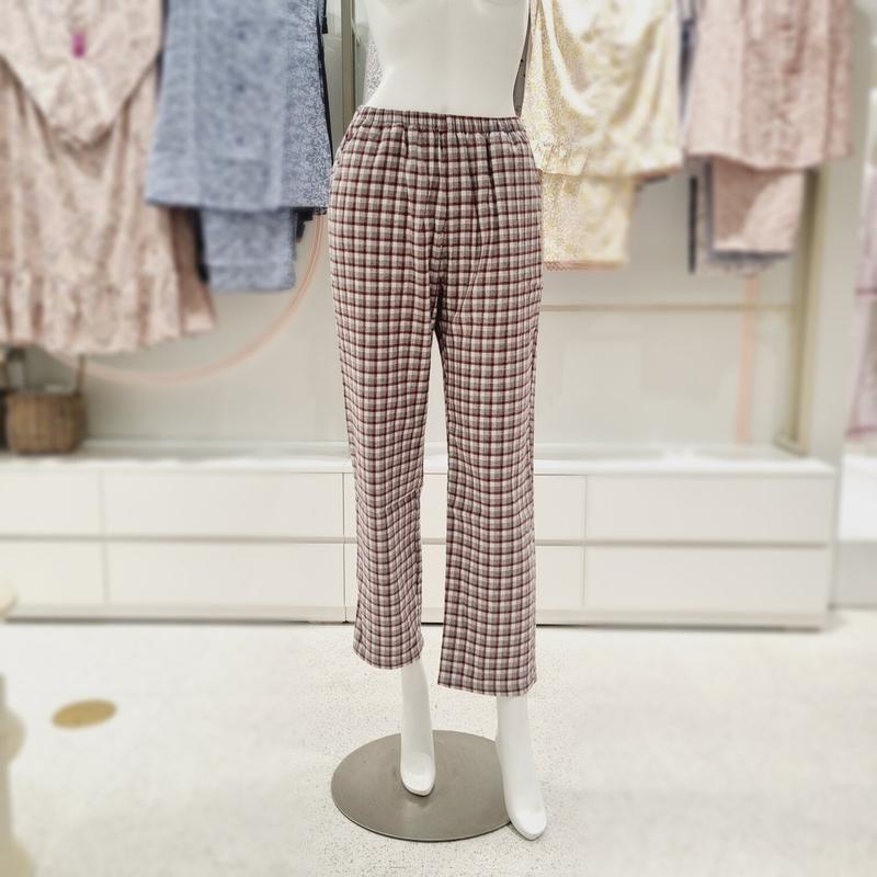 AK水原店 先染めチェック起毛女性イージーウェアパンツ EZ1952P