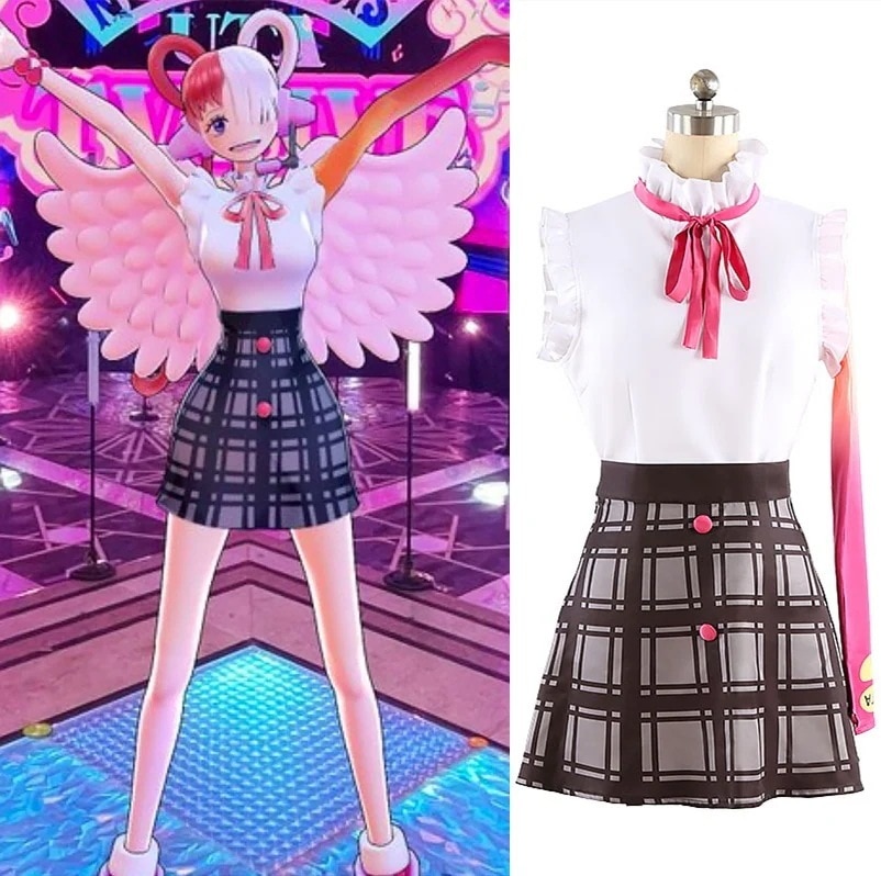 【即納 迅速な出荷】ワンピース フィルム レッド ウタ 新服装 チェックスカート コスプレ衣装 コスチューム 変装 仮装品質良い 店舗お勧め