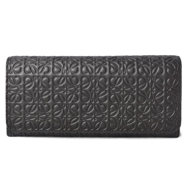 財布 ユニセックス LOEWE 長財布 アナグラム カーフスキン ブラック