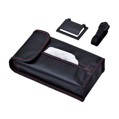 他サイト： セイワ：4WAYティッシュカバー カーボン柄 収納 サンバイザー ヘッドレスト ドアポケット/W846/の商品画像
