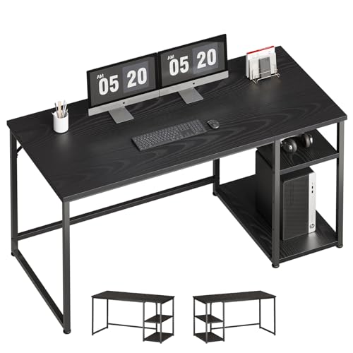 色：黒い サイズ：140CM Maihail ラック付き パソコンデスク pcデスク ゲーミング 机