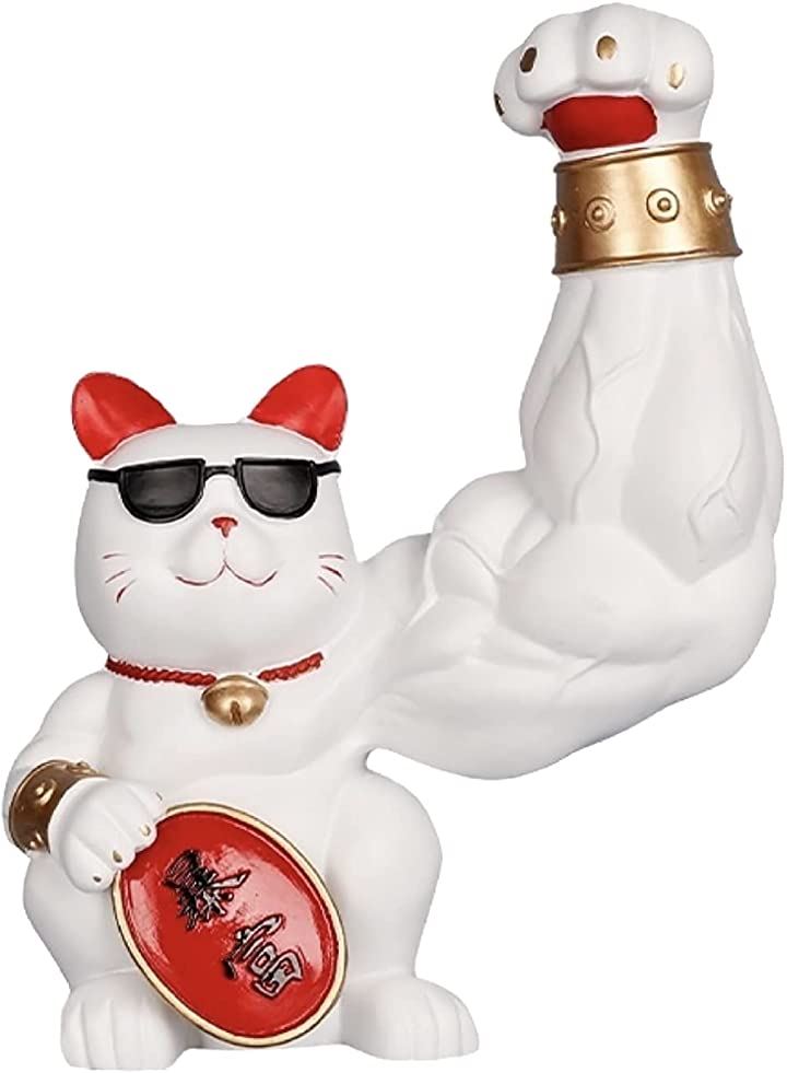 招き猫 筋肉 置物(ホワイト)