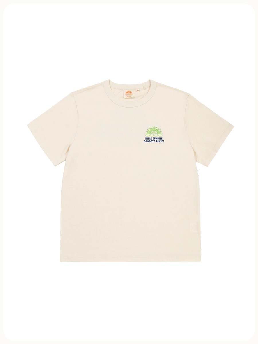 HELLO SUNRISE 90s Two Tone Logo Tee Ivory