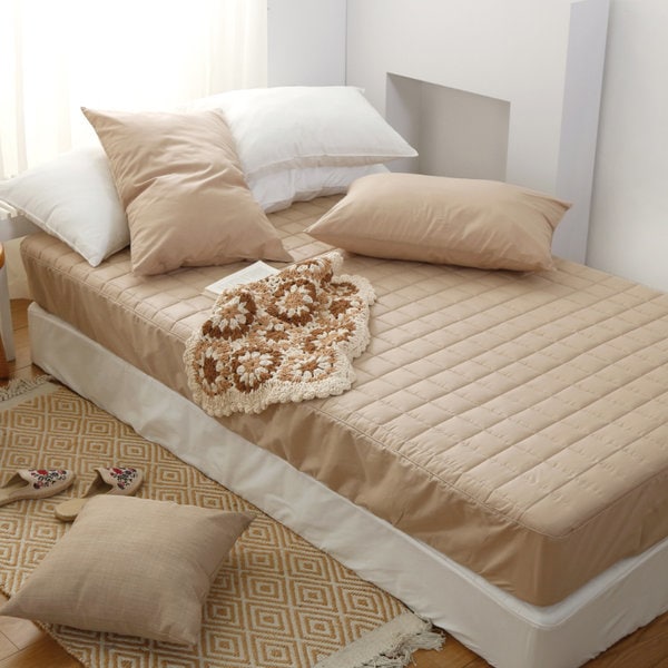 六日寝装プレーン純綿キルティングマットレスカバーシングル(S)