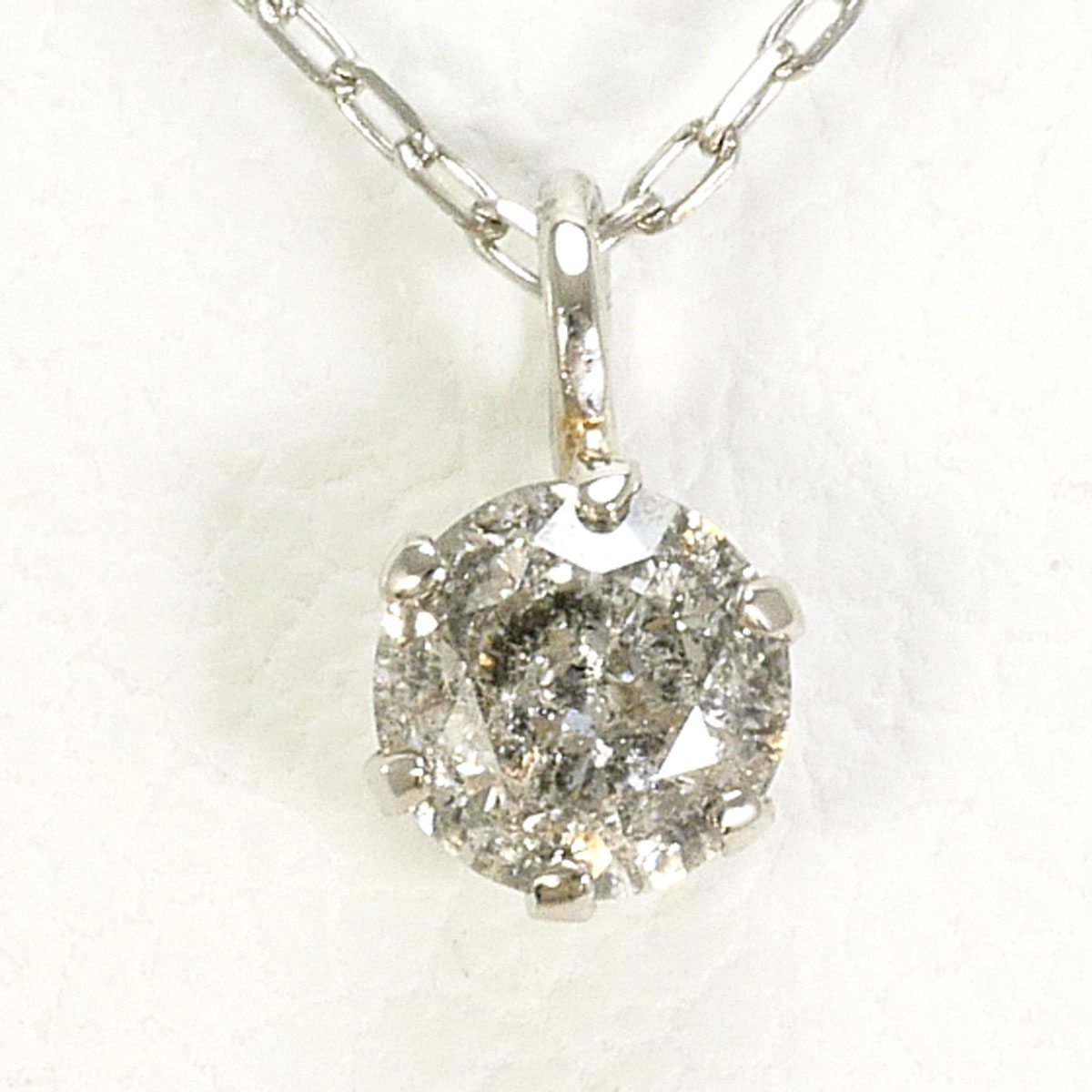 PT900 プラチナ PT850 プラチナ ネックレス ダイヤモンド 0.10ct 総重量約0.7g 約40cm 中古