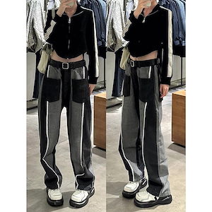 70PCS ワイドパンツ レディース ハイウエスト ロング 脚長効果 モップパンツ 2025 年ブランド新作 可愛い 韓国ファッション