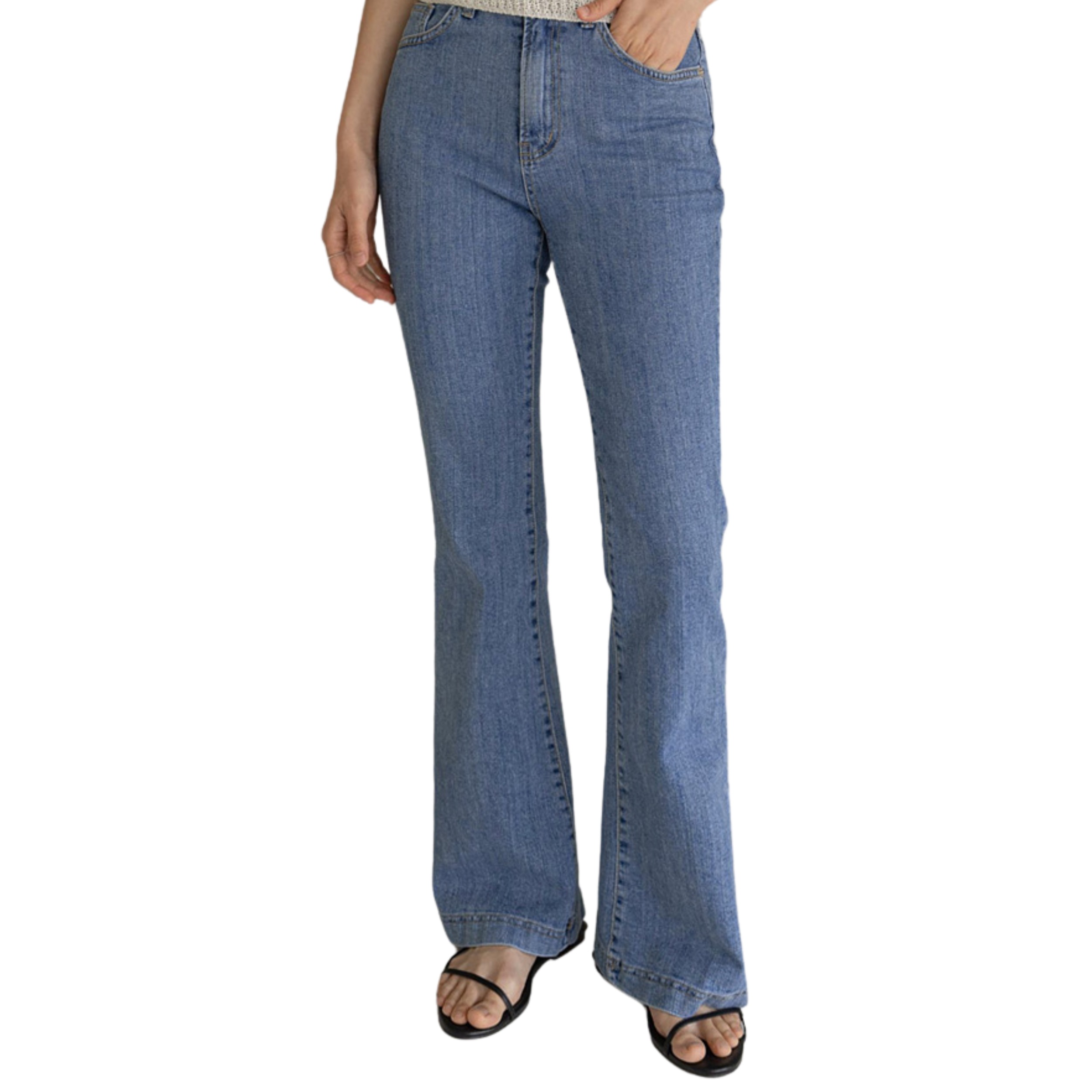 モリエル ストレッチ素材 デニムブーツカットパンツ 3サイズ 韓国ファッション 韓国コーデ