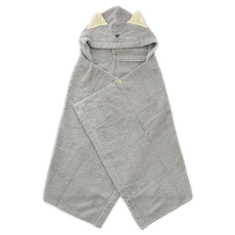 コンテックス kontex ねこさん フード付きバスタオル 湯上りタオル 今治タオル (グレー)