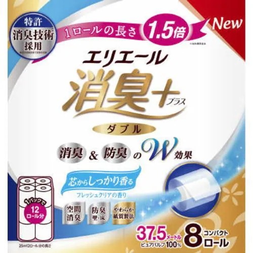 大王製紙 エリエール 消臭+ トイレットティシュー コンパクト 8ロール