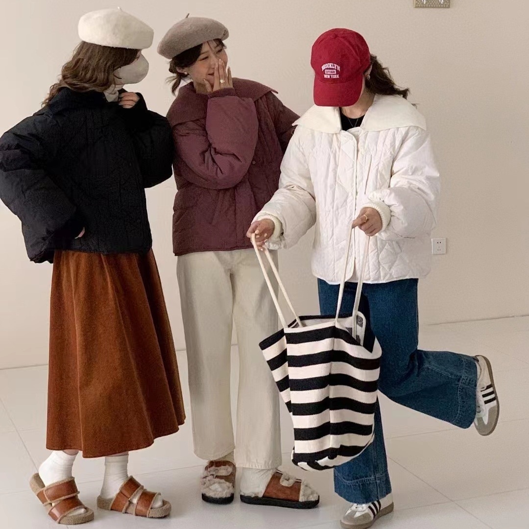 2025秋冬新作小香風ハイエンドダウンジャケット女性ニット襟がゆったりして痩せたデザイン感がある 6,400円